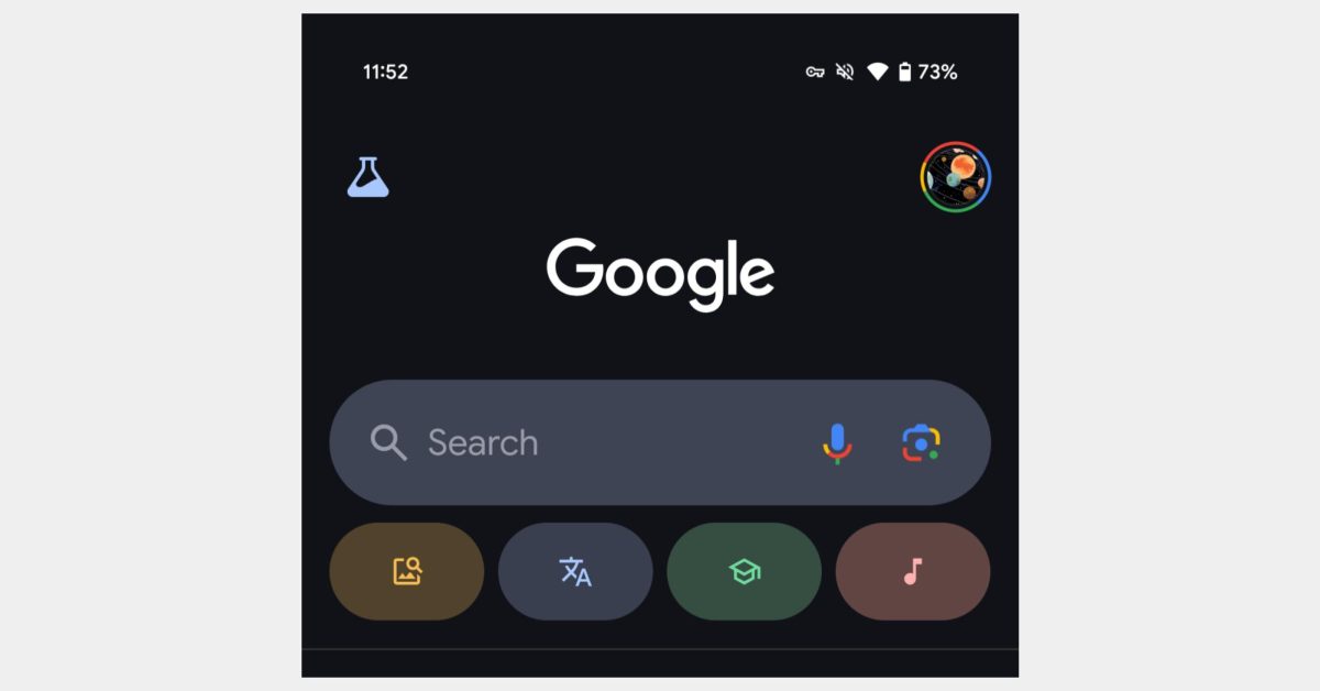 google-app-on-android,-search-testing-a-blue-dark-theme